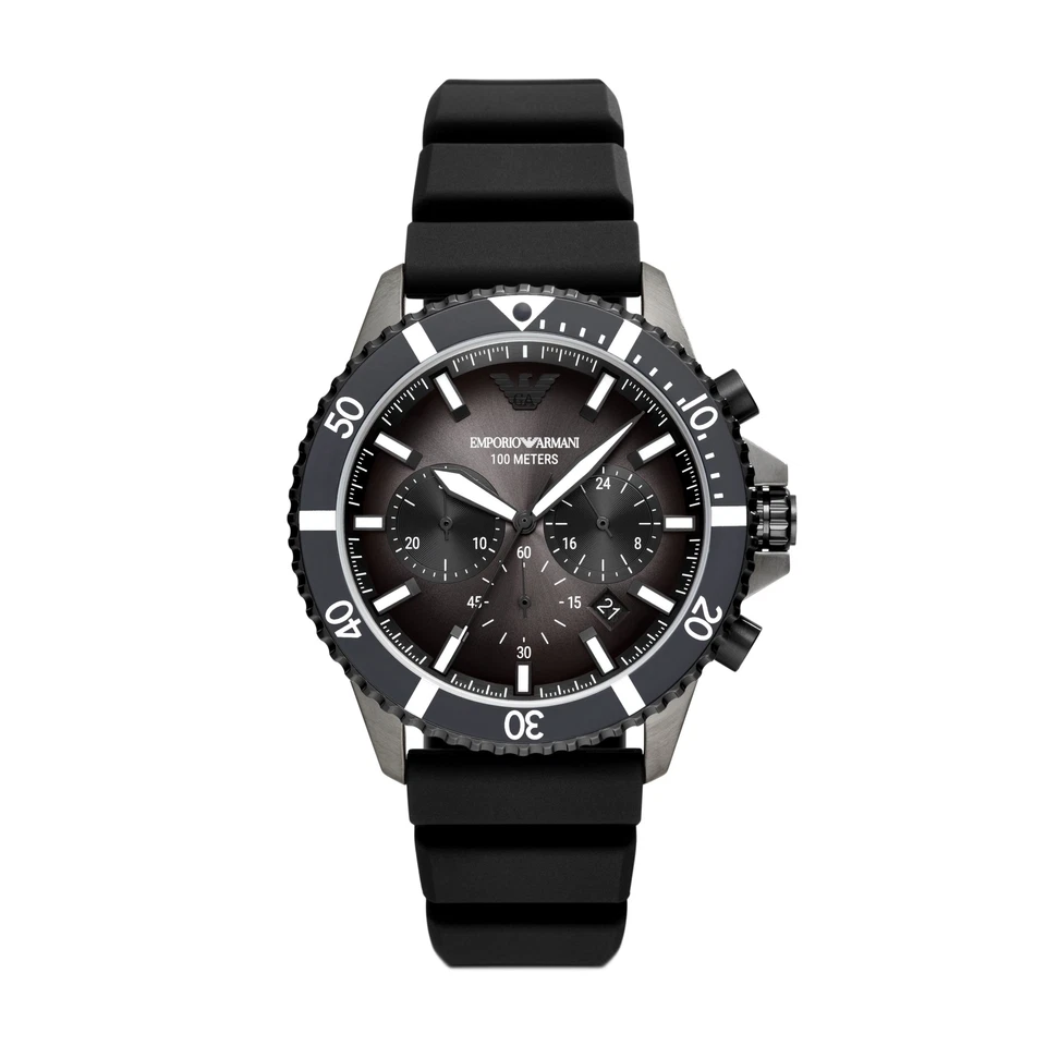 Orologio Uomo EMPORIO ARMANI SEA EXPLORER AR11515 Chrono Silicone Nero - Immagine 1 di 3