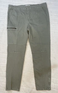 Anthropologie Pantalone donna crop Capri verde cotone cargo zip tg 32 - Foto 1 di 9