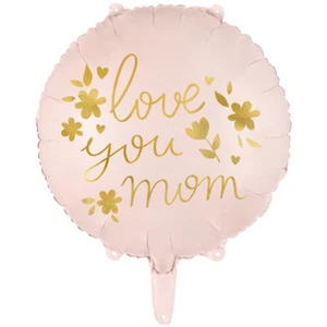 Folienballon in Rosa mit Aufschrift Love you mom, 35cm Ballons Muttertag - Bild 1 von 2