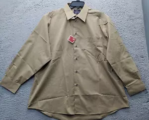 DOCKERS Dress Shirt Mens Size XL Brown Cotton Wrinkle Free Collared Button Down - Picture 1 of 9