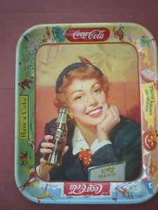 Vintage Original 1950 Coca Cola Tablett MENÜ MÄDCHEN Durst kennt keine Saison - Bild 1 von 11