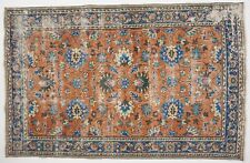 Floral Turkish Rug Old Hand Knotted Colorful Vintage Large Area Rug Wool Carpet