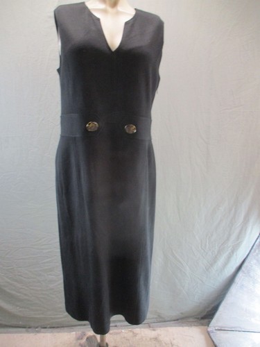 Abito midi Tory Burch taglia L donna nero senza maniche tubino bottoni 184