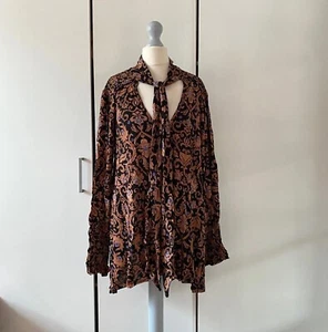 Bedruckte Tunika Free People Bridgette Relaxed Longline Fit Ärmel Bündchen Bindeband Ausschnitt - Bild 1 von 12