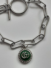 GUCCI  bracelet green / silver logo GG 9  inch