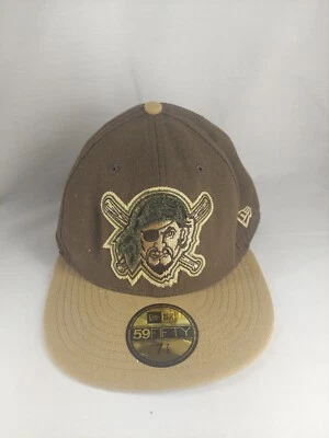 NEW ERA PITTSBURGH PIRATES MASKED PIRATES 59FIFTY PATCH HAT SIZE 7 7/8 BROWN/TAN - Image 1 of 4