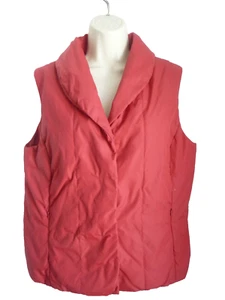 Coldwater Creek Vest M Red Puffer Shawl Collar Down Feather Fill Hidden Snaps - Picture 1 of 5