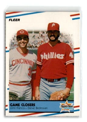 1988- Fleer -#627-John Franco / Steve Bedrosian SSS -Reds / Phillies - Image 1 of 2