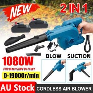 Cordless Leaf Blower Electric Handheld Dust Cleaner w/ Charger & Tube +2 Battery - Picture 1 of 21