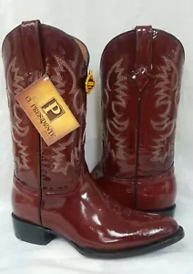 Botas Occidentales Borgoña para Hombre Cuero Liso Rodeo Usas Vaquero Punta Redonda Botas - Imagen 1 de 6