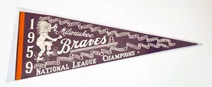 Milwaukee Braves Vintage Wimpel National League Champs 1958 Full Size Kader - Bild 1 von 2