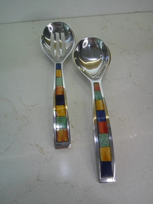 JUEGO DE SERVIR ENSALADA GRANDE CARNAVAL MIKASA ASAS DE PIEDRA CON INCRUSTACIONES NUEVO EN CAJA Foto 1 de 4