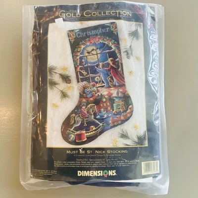 Dimensions Gold Collection Cross Stitch Stocking MUST BE ST. NICK 8567 Christmas - Image 1 of 4