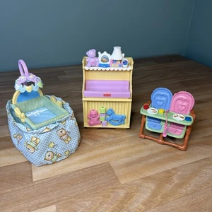 Fisher Price Loving Family Twin Time LOT Musical Lights Nursery Furniture Crib - Picture 1 of 9