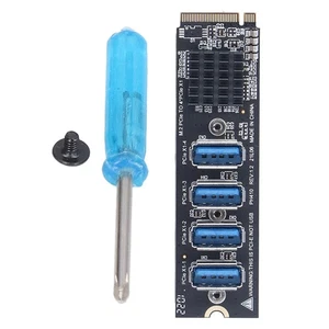 Pcie Expansion Card M.2 Mkey PCIE To 4 Port PCIE X1 Expansion Card For Deskt NEW - Afbeelding 1 van 12