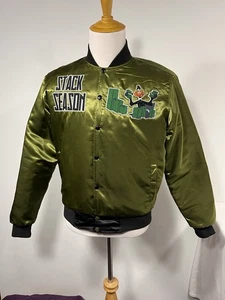 JC Customs Stack Season Satin Bomber Jacket Olive Green Medium - Picture 1 of 13