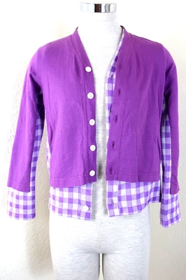 COMME Des GARCONS 紫色方格棉质 L/S 纽扣毛衣上衣 XS 小号 0 2 4 — 第 1/4 张图片