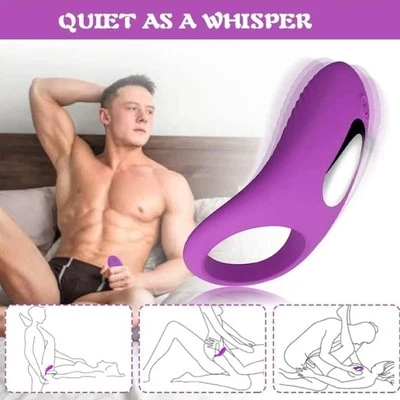 Anillo vibrador para pene recargable conejo anillo vibrador juguetes sexuales para hombres Foto 1 de 4