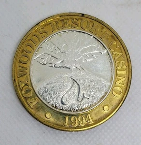 Vintage 1994 Foxwoods Resort Casino .999 Fine Silver Coin - Picture 1 of 3