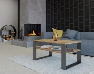 Couchtisch Artisan Anthrazit – 90x58 cm – Modern mit Ablage – Wohnzimmertisch - Bild 1 von 6