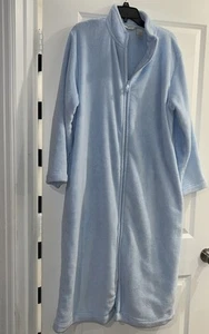 Adonna Plush Nightgown Light Blue fleece Pattern Warm Cozy Modest Sz large - Picture 1 of 5
