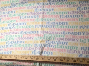 Snuggle Love Mommy Daddy Flannel Craft Fabric 35" + Four Pieces 18" x9.5" Joann - Picture 1 of 5