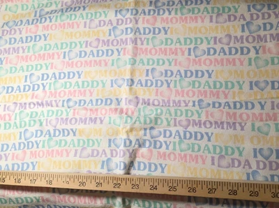 Snuggle Love Mommy Daddy Flannel Craft Fabric 35" + Four Pieces 18" x9.5" Joann - Image 1 of 4
