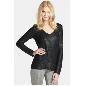 Line Chrome Knitwear "The After Party Metallic Sweater" Black X-Small MSRP $68 - Picture 1 of 3