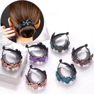 Women's Girls Hair Clip Crystal Gripper Clamp Ponytail Roast Holder Headwear DIY - Picture 1 of 29