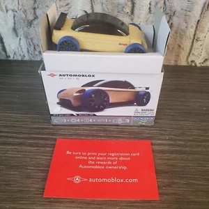 AUTOMOBLOX S9R Sport Sedan Mini Wooden Toy Car Blue Wheels - Picture 1 of 7