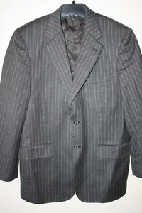 Mens Wool Blazer Dark Gray Pinstripe 100% Wool 41R Amherst & Brock - Picture 1 of 7