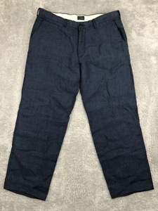 J Crew Pants Men 38x32 Blue Vintage 100% Linen Oarsman Plaid - Picture 1 of 12