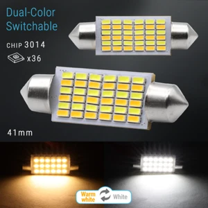 Syneticusa LED 42mm Switchback Festoon Map Dome Interior Light Bulbs White/Amber - Picture 1 of 7