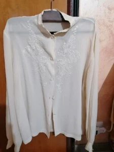 Camicia donna pura seta ricamata a mano - Foto 1 di 6