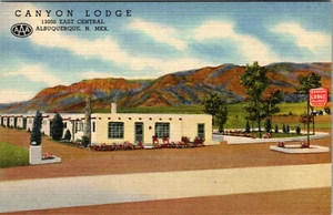 ALBUQUERQUE, NEW MEXICO - CANYON LODGE - CURTEICH ARCHIVES - LINEN POSTCARD - Picture 1 of 2