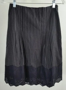 Ann Taylor Damen Rock Gr. 0P XSP Baumwolle A-Linie Ösen gefüttert gepunktet H - Bild 1 von 7