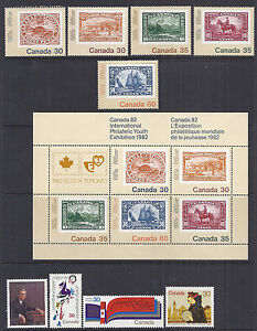 Canada 1982 Year Set w/ 913, 955-966a, Blue Nose RCMP MNH - Souvenir Sheets