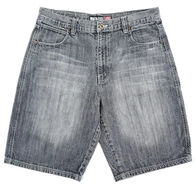 Pantalones Cortos de Jean Focus 70 Para Hombre 38 Gris Denim Y2K Sueltos Hip Hop Bordados Foto 1 de 4