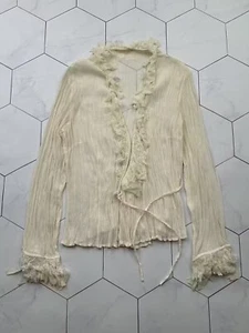 Blusa vintage de malla plisada para mujer talla M - Imagen 1 de 6