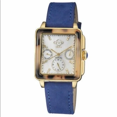 Reloj Suizo Gv2 By Gevril Para Mujer 9226 Bari Tortuga Azul Gamuza Cuero Foto 1 de 4