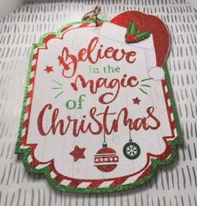 Credi nella magia del Natale porta appendiabiti in legno decorazione natalizia esterno - Foto 1 di 2