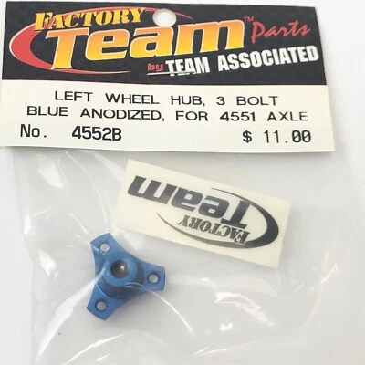 Vintage Team Associated 4552B Left Wheel Hub 3 Bolt Blue Anodized For 4551 Axle - Image 1 of 3