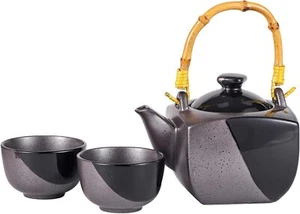 Porcelain Tea Set 3 piece Japanese Style Asian 30 fl oz Tea Pot with 2 Tea Cups - Picture 1 of 1