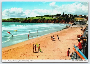 Postcard Tramore Ireland Beach County Waterford Ocean Surfers Swimmers Beach - Picture 1 of 3