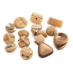 Lote (15) Botones Vintage Checo Cristal Beige - Imagen 1 de 2