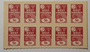 West Virginia Softdrink Steuereinnahmen Briefmarke.  10er Scheibe. s64 - Bild 1 von 2