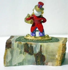 Clown Akkordeon Kristallkugel versteinertes Holz rot lila Hut gold Vintage - Bild 1 von 5