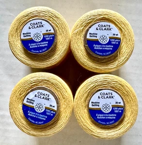 Lots 4 Coats Cotton Machine Quilting Solid Thread 1200yd-ea. Yellow 100% Cotton - Picture 1 of 4