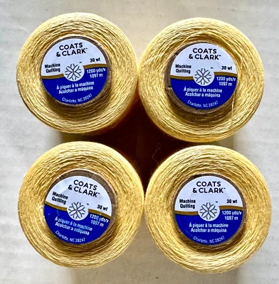 Lots 4 Coats Cotton Machine Quilting Solid Thread 1200yd-ea. Yellow 100% Cotton - Image 1 of 4