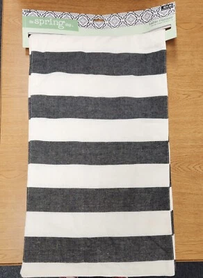 Table Runner from The Spring Shop 14" X 96" gray & white stripe 100% cotton - Image 1 of 2